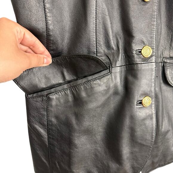 Vintage Bagatelle Black 100% Cow Leather Vest with Brushed Gold Hardware Size L - Picture 6 of 13